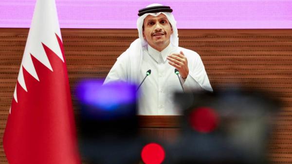 محمد بن عبدالرحمن آل ثاني يخاطب مؤتمراً صحفياً عقب الغارات الإسرائيلية على الدوحة (أ ف ب)