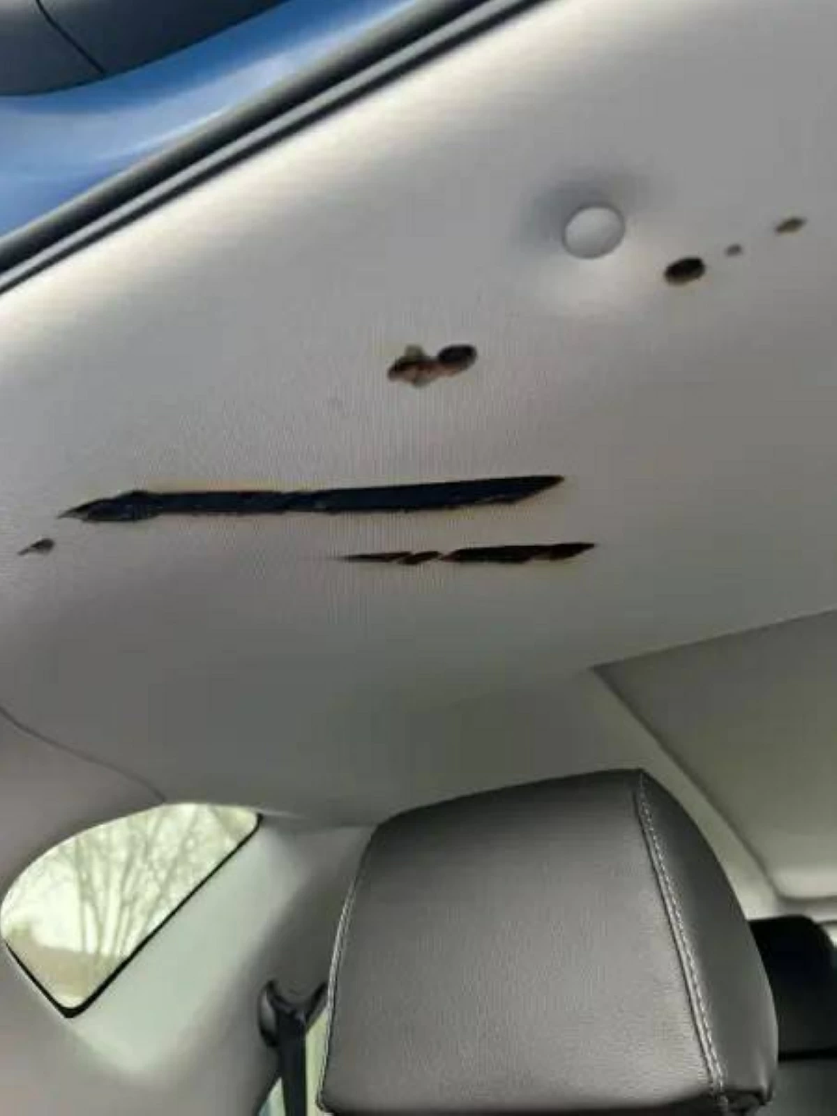 آثار حرق تشبه خطوطاً سوداء امتدت على أجزاء مختلفة من المركبات 