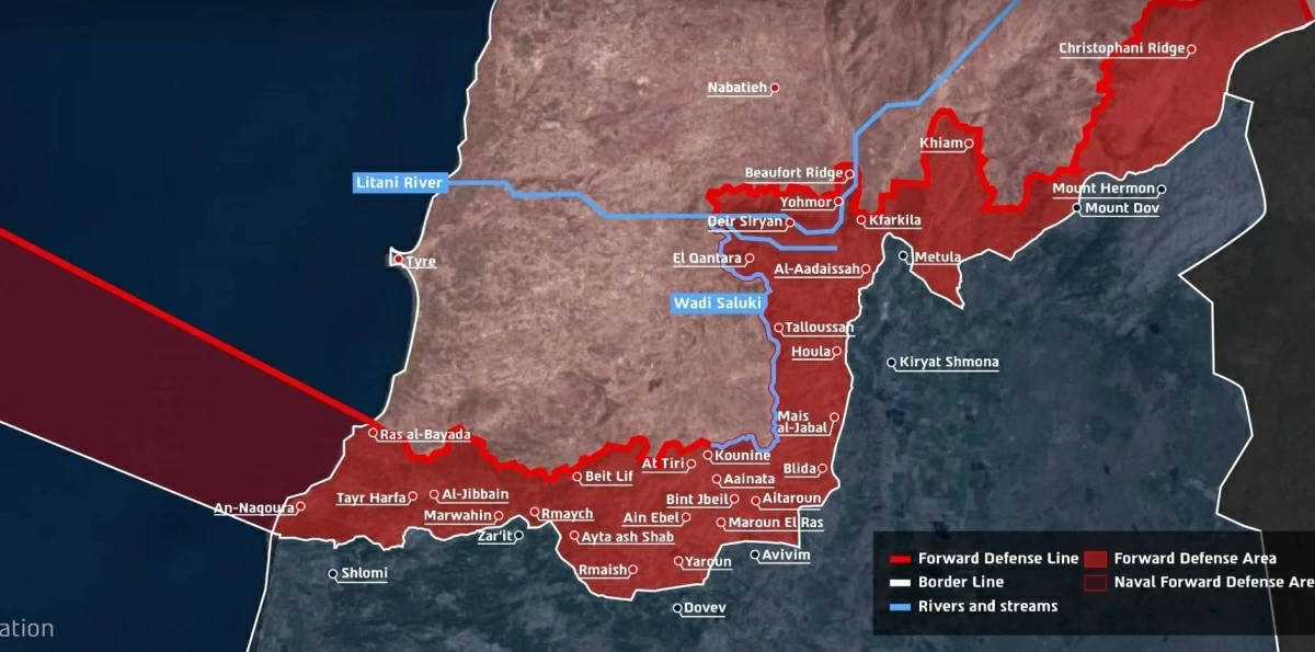 الجيش الإسرائيلي ينشر خريطة لأماكن يسيطر عليها في جنوب لبنان