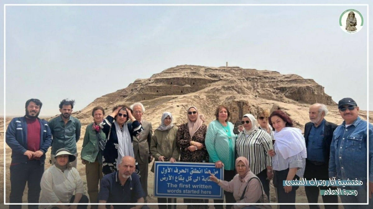 جانب من الجولة التفقدية لآثار الوركاء (الخليج) 