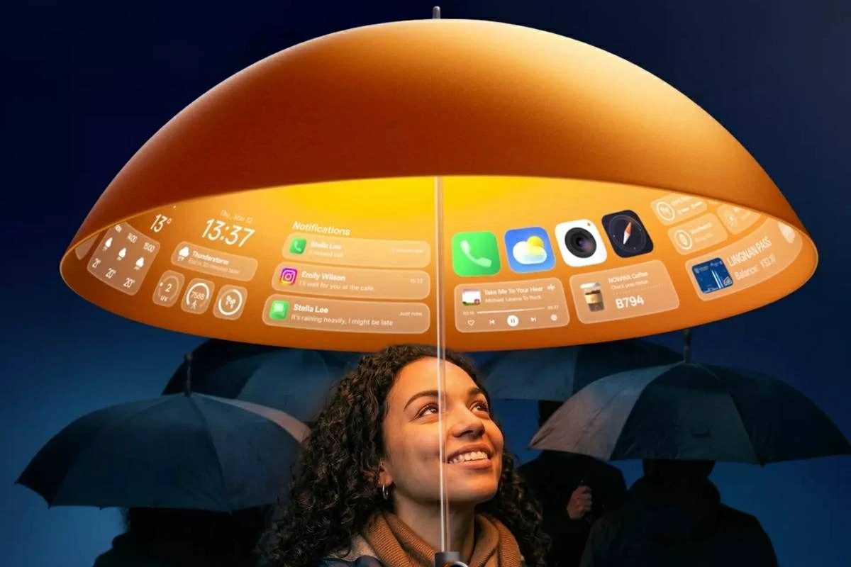 مظلة ذكية بشاشة مدمجة تعرض المعلومات