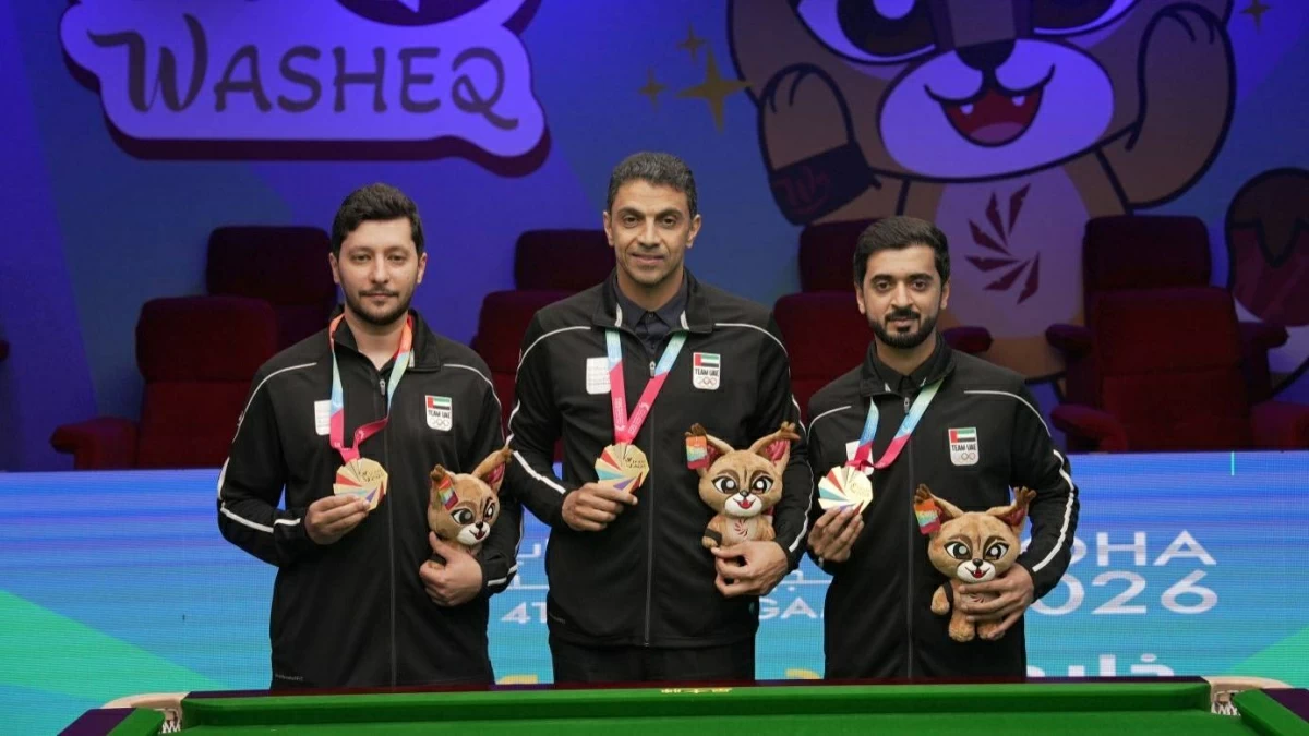 ثلاثي منتخب السنوكر بطل ذهبية الفرق