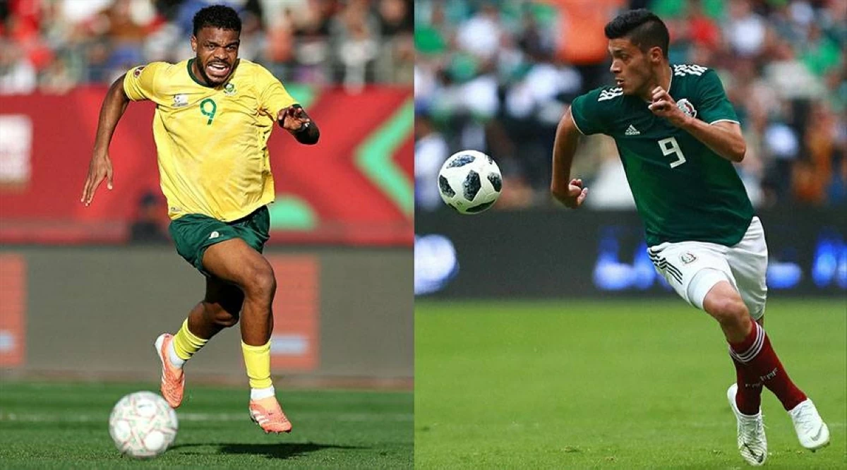 راؤول خيمنيز لاعب المكسيك وليل فوستر لاعب جنوب إفريقيا