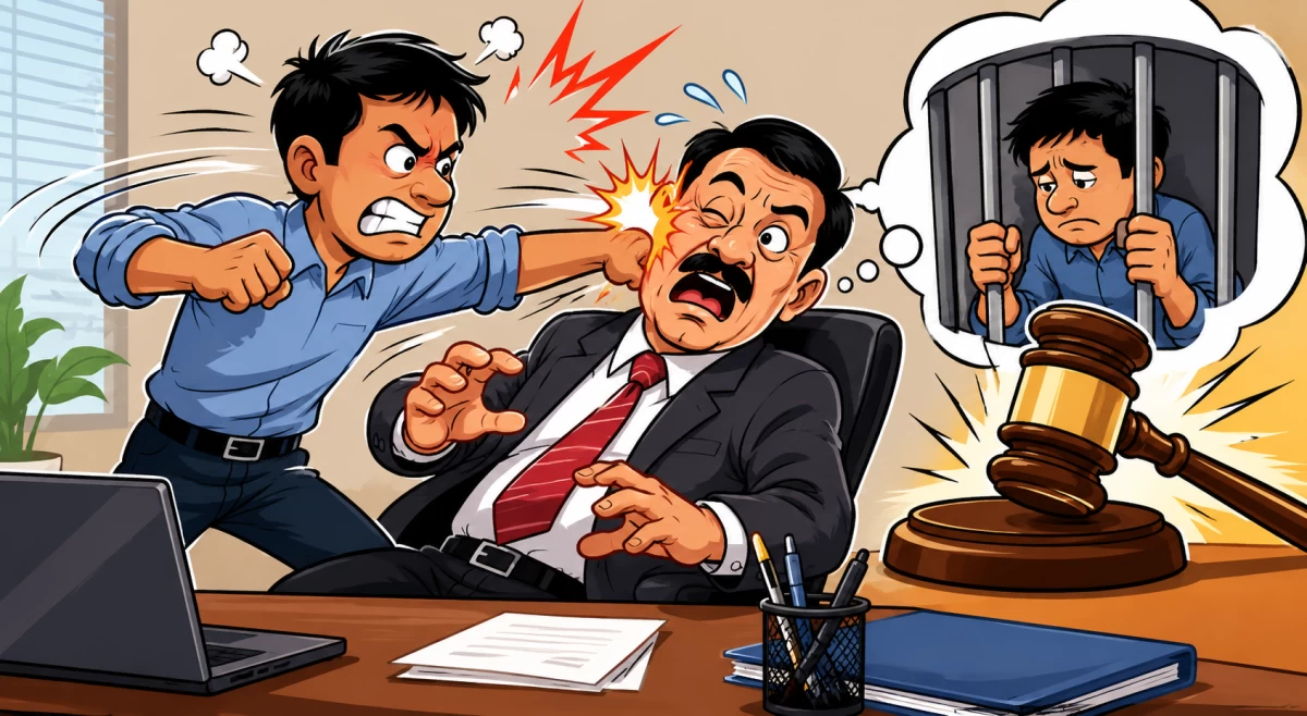 اعتدى على رئيسه في العمل لرفض الزيادة والإجازة