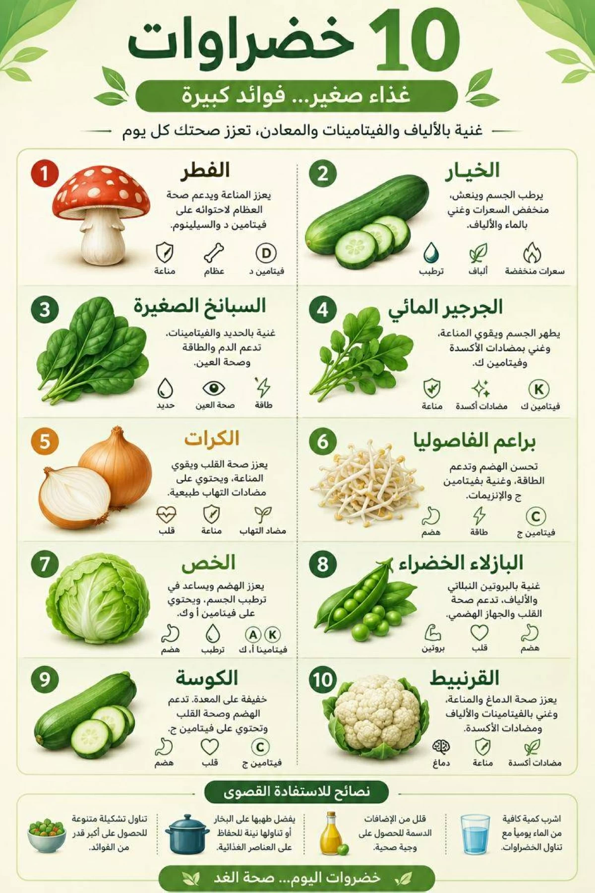  الخضراوات للصحة الجيدة