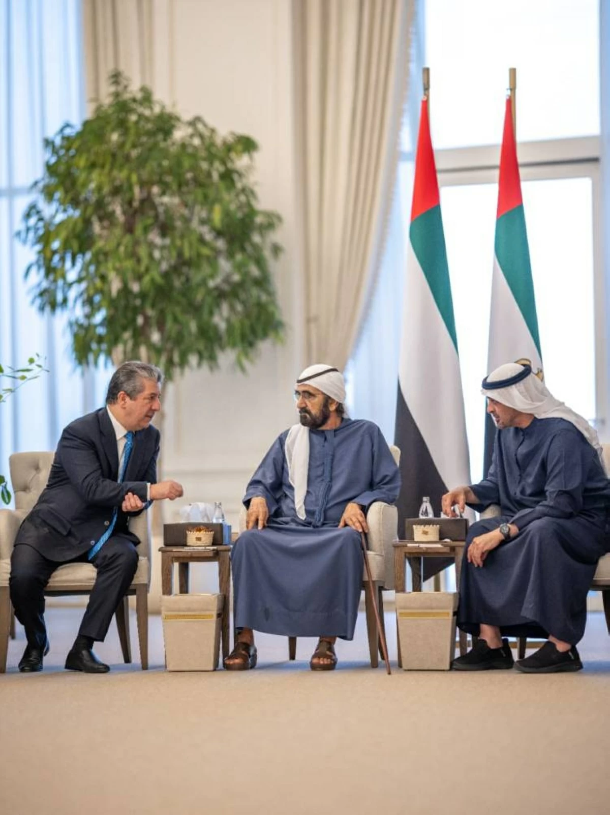 محمد بن زايد ومحمد بن راشد يلتقيان رئيس حكومة كردستان (فيديو)