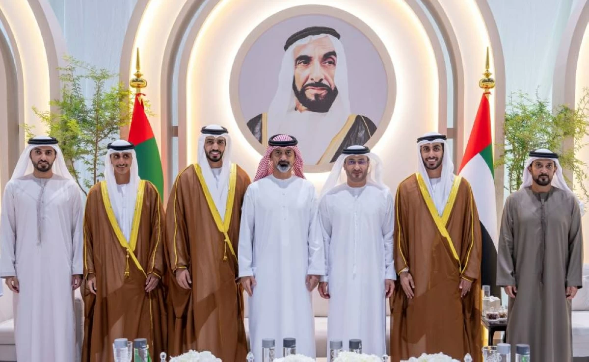 منصور بن زايد والمعلا والشيوخ يحضرون أفراح الشامسي والسالمي