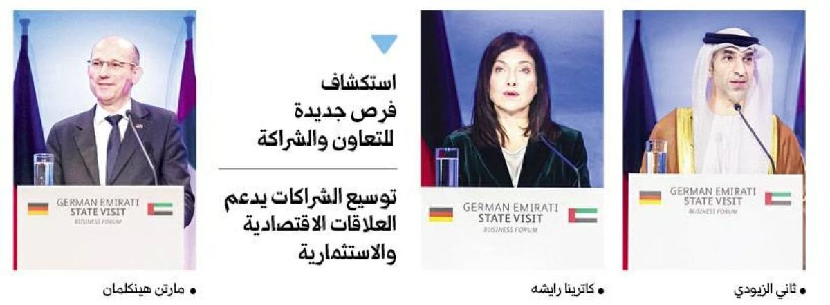 محمد بن زايد يشهد جانباً من فعاليات منتدى الأعمال الإماراتي - الألماني في ميونيخ