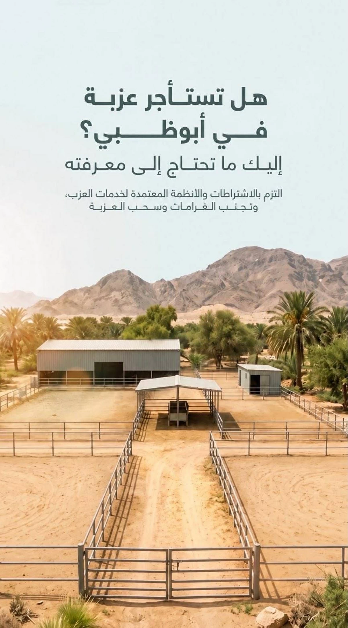4 اشتراطات لاستئجار العزب في أبوظبي وتجنب سحبها