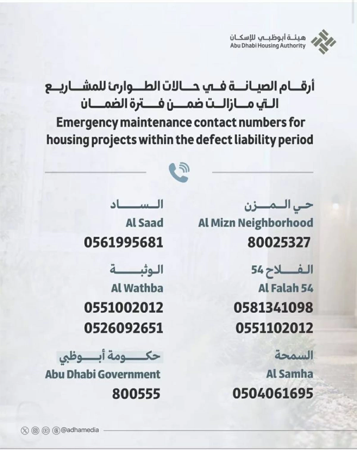«أبوظبي للإسكان» تدعو لاتخاذ إجراءات احترازية قبل موسم الأمطار