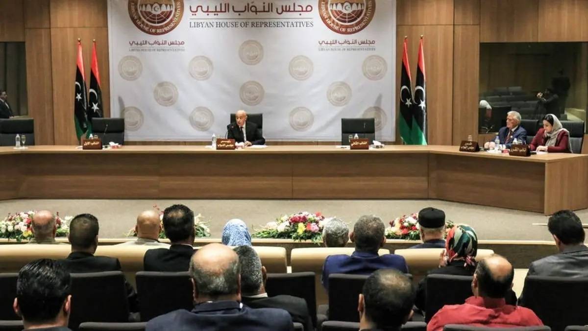 جانب من جلسة مجلس النواب الليبي في مقره ببنغازي (وال)
