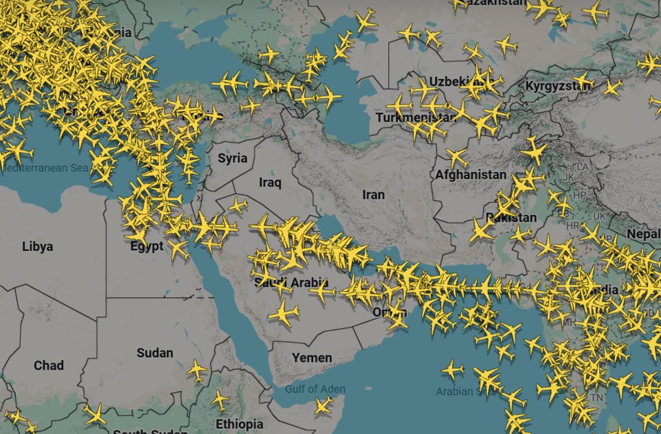 الأجواء من إيران إلى إسرائيل خالية من الطيران الدولي الأجواء من إيران إلى إسرائيل خالية من الطيران الدولي