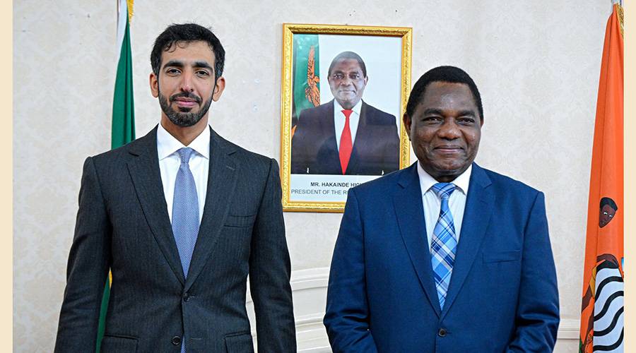 رئيس جمهورية زامبيا يستقبل شخبوط بن نهيان