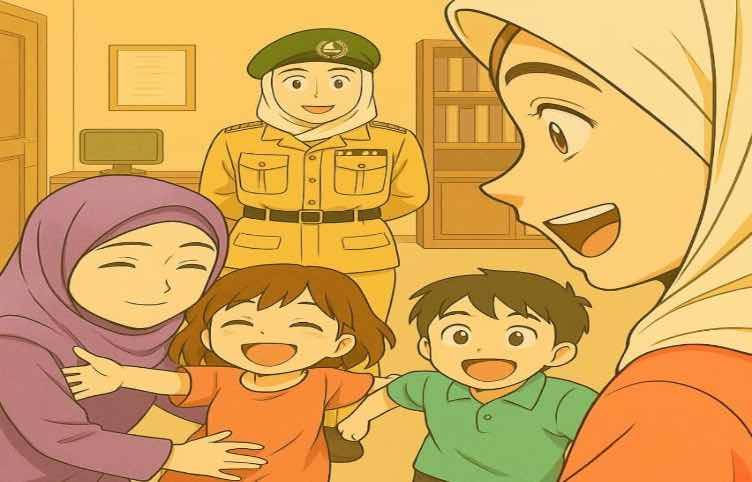 شرطة دبي تسعد نزيلة بزيارة أبنائها (فيديو)