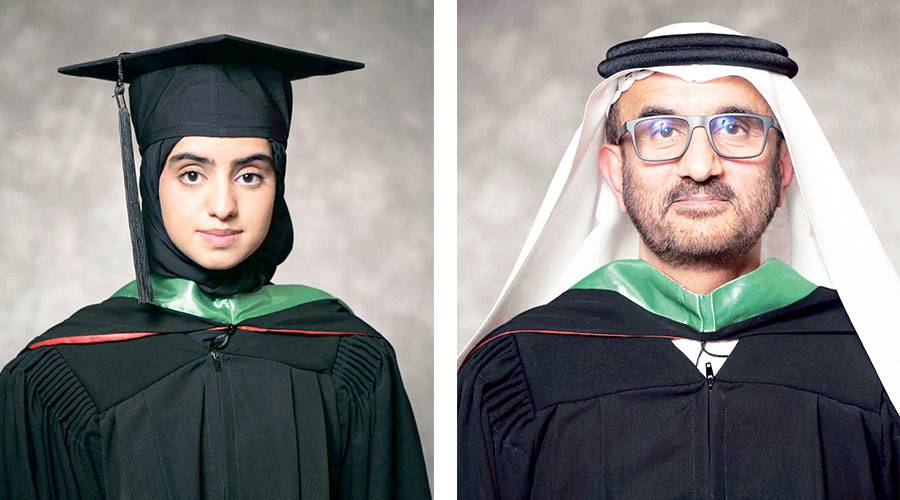 تخرّج أب وابنته معاً في مشهد يعكس الإصرار والشغف بالعلم 