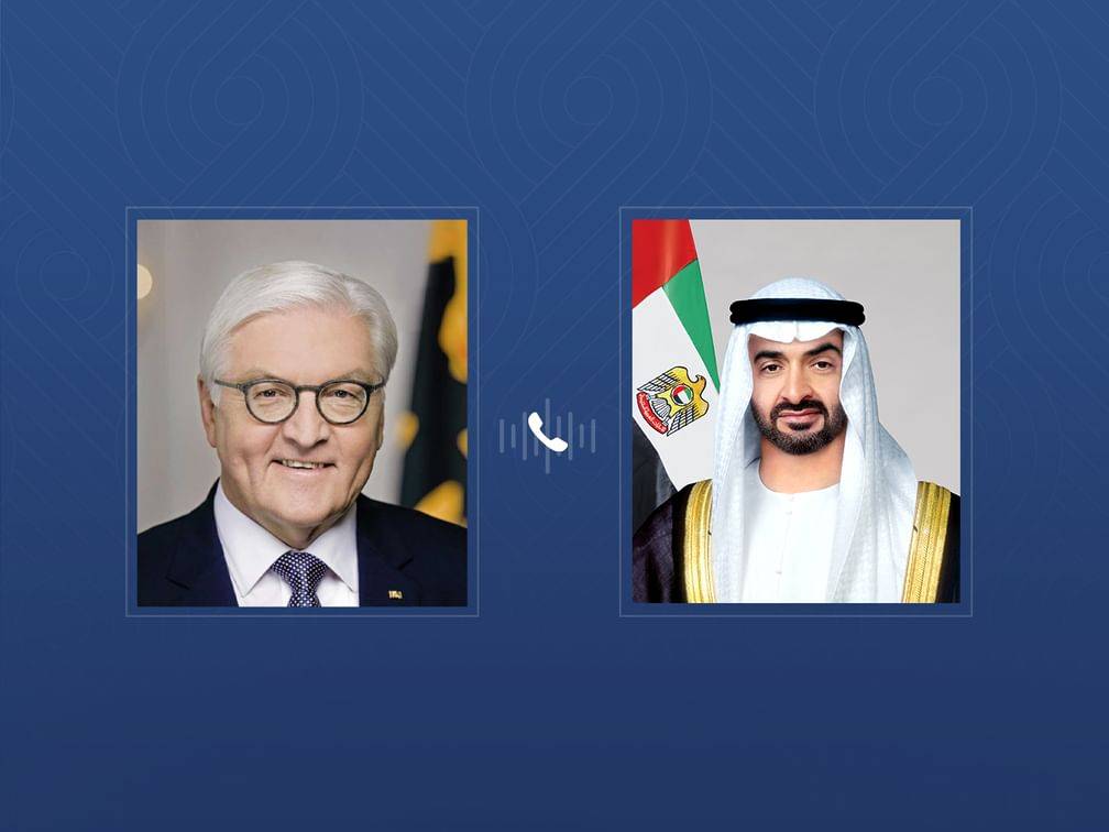 محمد بن زايد والرئيس الألماني يبحثان هاتفيا الاعتداءات الإيرانية الصارخة