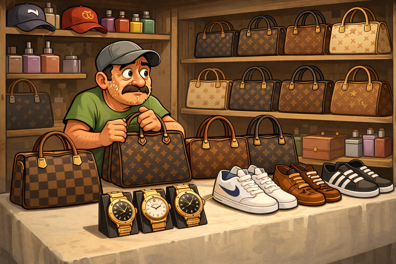 المنتجات المقلدة تقود صاحب المتجر إلى الرصيف