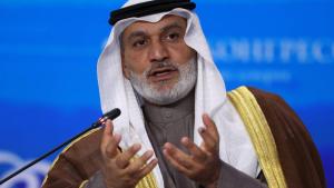 هيثم الغيص متحدثاً خلال جلسة في منتدى أسبوع الطاقة الروسي الدولي - موسكو (رويترز)