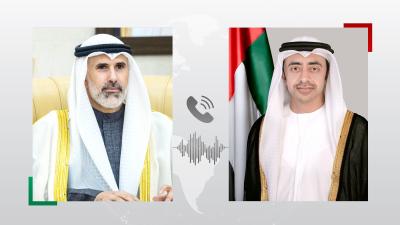 عبدالله بن زايد يهنئ وزير خارجية الكويت ويبحثان العلاقات الأخوية