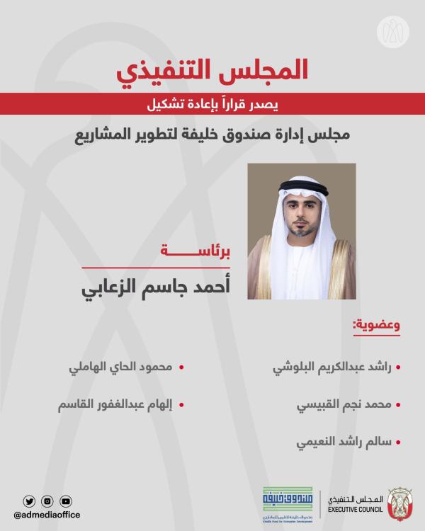 أبوظبي.. قرار بإعادة تشكيل مجلس إدارة صندوق خليفة لتطوير المشاريع