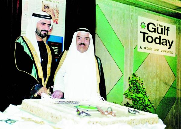 محمد بن راشد وتريم في افتتاح صحيفة الجولف تودي 1