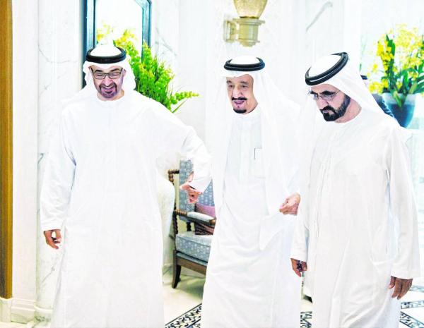 الملك سلمان ومحمد بن زايد ومحمد بن راشد 1