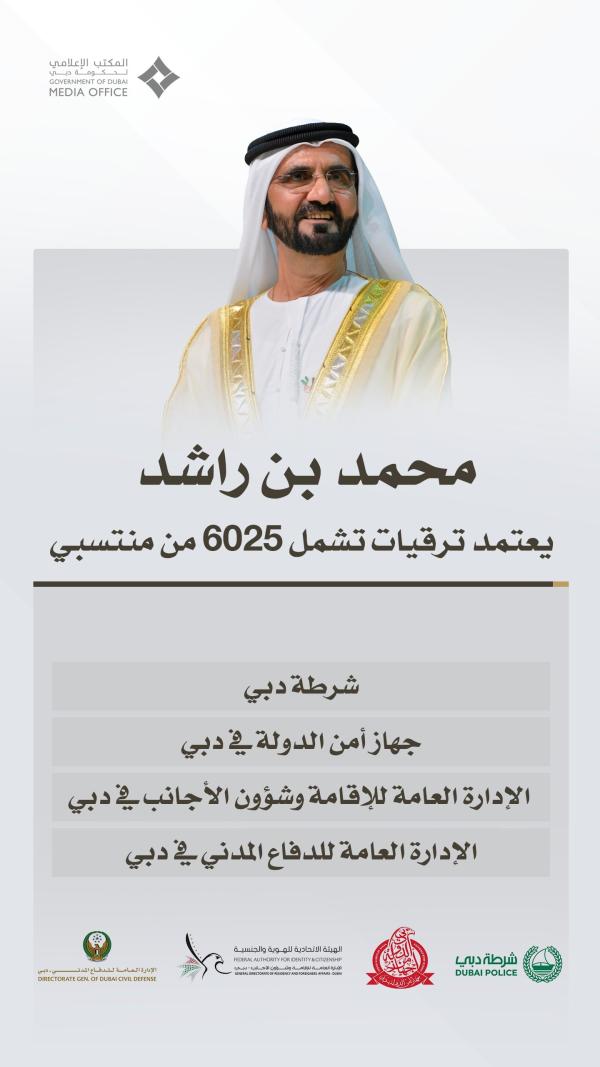 محمد بن راشد يُرقّي 6025 من العسكريين في دبي محمد بن راشد يُرقّي 6025 من العسكريين في دبي