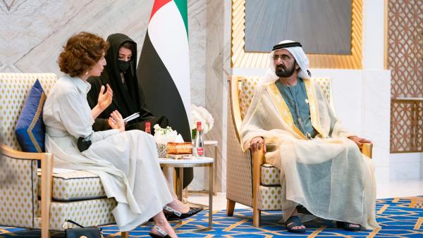 محمد بن راشد يستقبل المدير العام لمنظمة اليونسكو محمد بن راشد يستقبل المدير العام لمنظمة اليونسكو