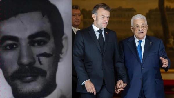 أحد لقاءات عباس وماكرون في صورة مركبة لهشام حرب