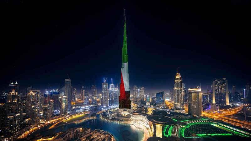 علم الإمارات - دبي - برج خليفة
