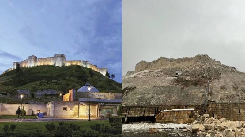 Significant damage to historical castles and ancient buildings in Turkey and Syria as a result of the earthquake.