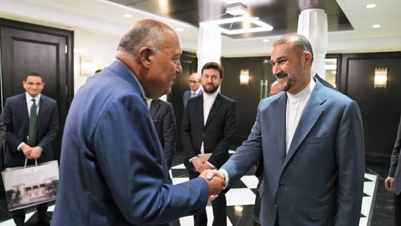 لقاء بين وزير الخارجية المصري سامح شكري ونظيره الإيراني حسين أمير عبداللهيان 