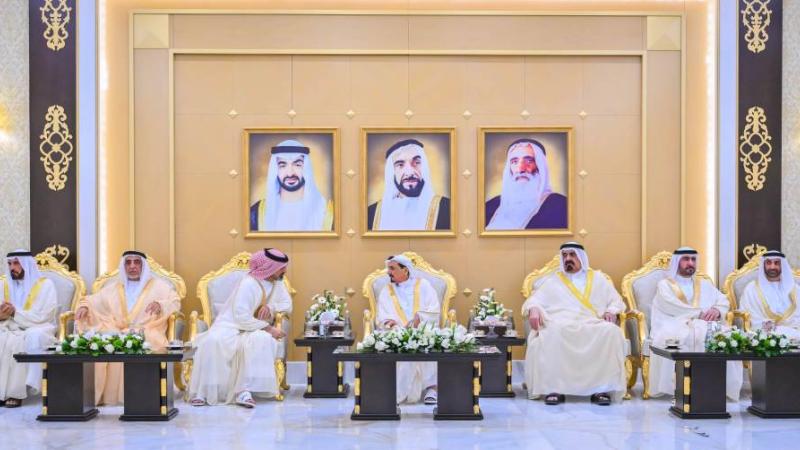 حاكم عجمان وولي عهده يستقبلان المهنئين بعيد الفطر المبارك
