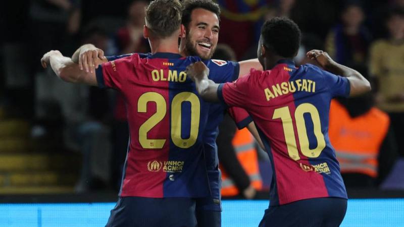 فرحة سابقة للاعبي برشلونة