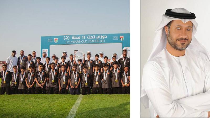 محمد سلطان الزعابي (يمين) ومنتخب الرجبي (يسار)