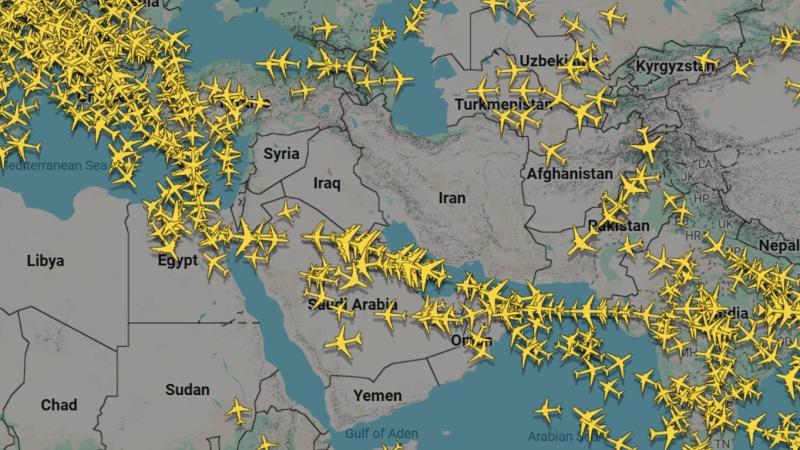 الأجواء من إيران إلى إسرائيل خالية من الطيران الدولي
