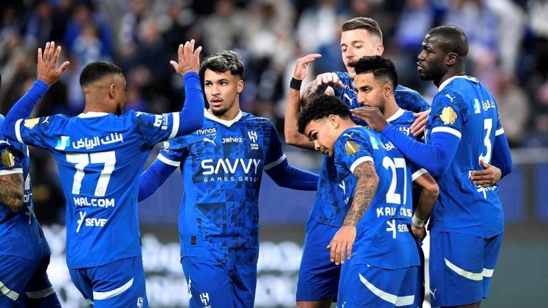 لاعبو الهلال يحتفلون في مونديال الأندية