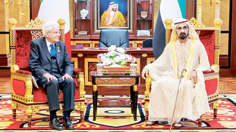  محمد بن راشد لدى استقباله سيرجيو ماتاريلا 