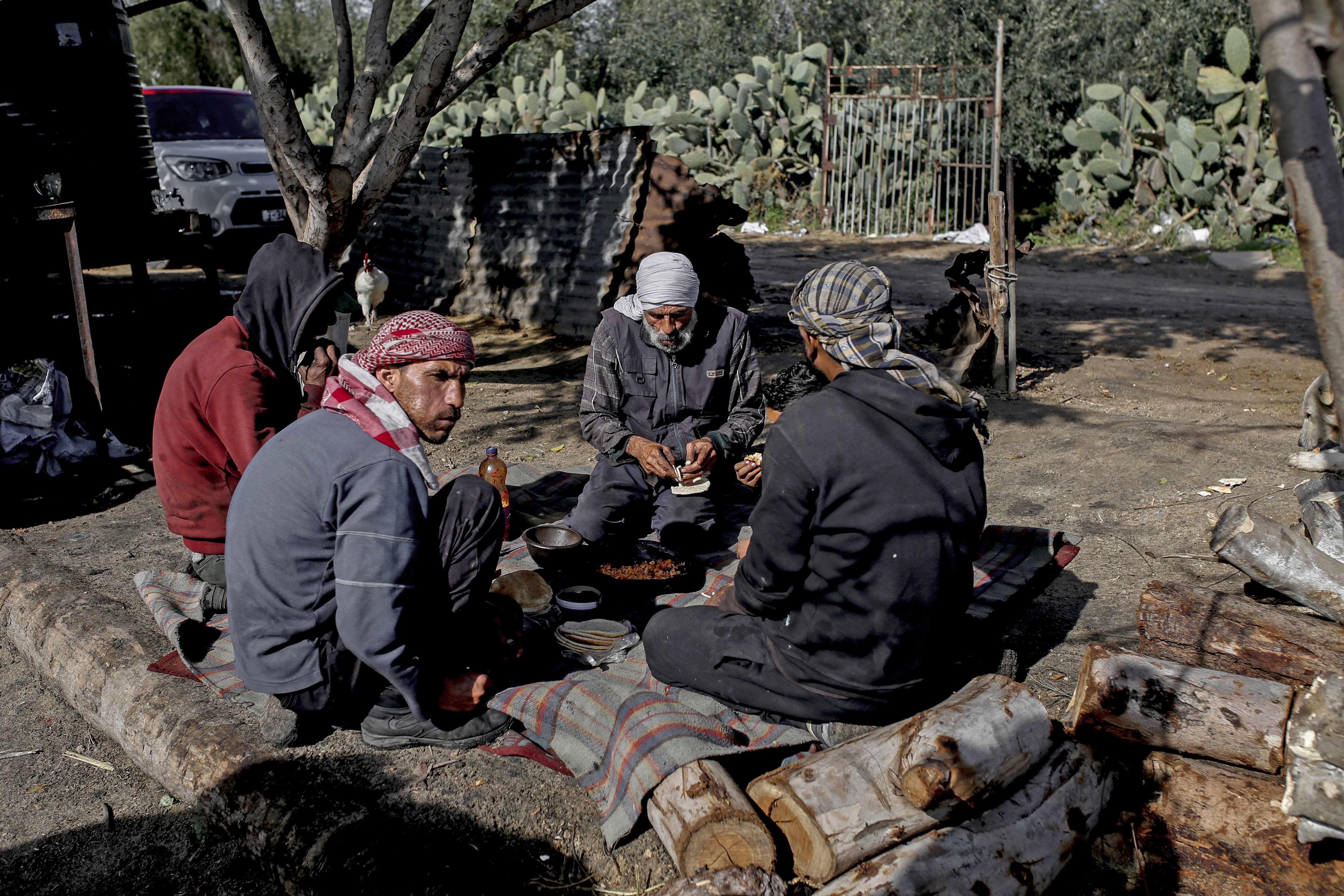 يعمل ثمانية فلسطينيين على مدار العام في منشأة «الحطاب»، أكبر مصنع لإنتاج الفحم في قطاع غز