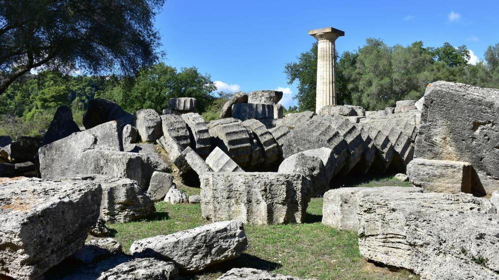 Doric temple of Hera in Olympia in Greece