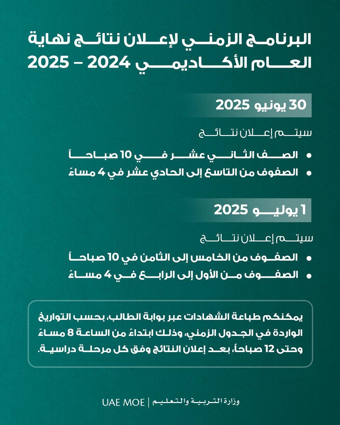 «التربية» تعلن مواعيد نتائج نهاية العام الأكاديمي 2024 – 2025 «التربية» تعلن مواعيد نتائج نهاية العام الأكاديمي 2024 – 2025