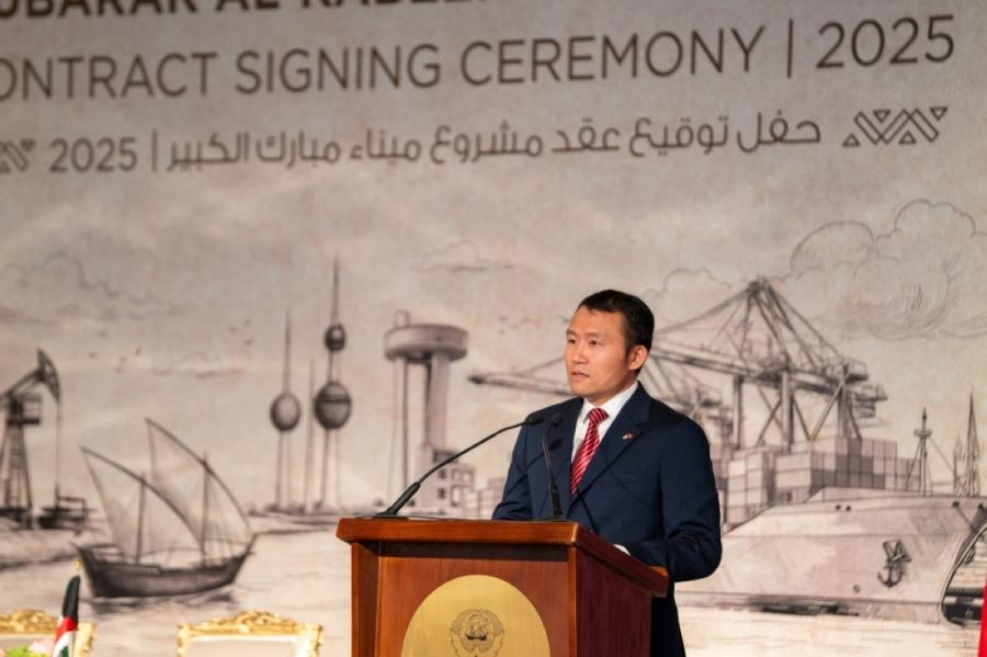 القائم بالأعمال بالإنابة بسفارة الصين في الكويت ليو شيانغ يلقي كلمته