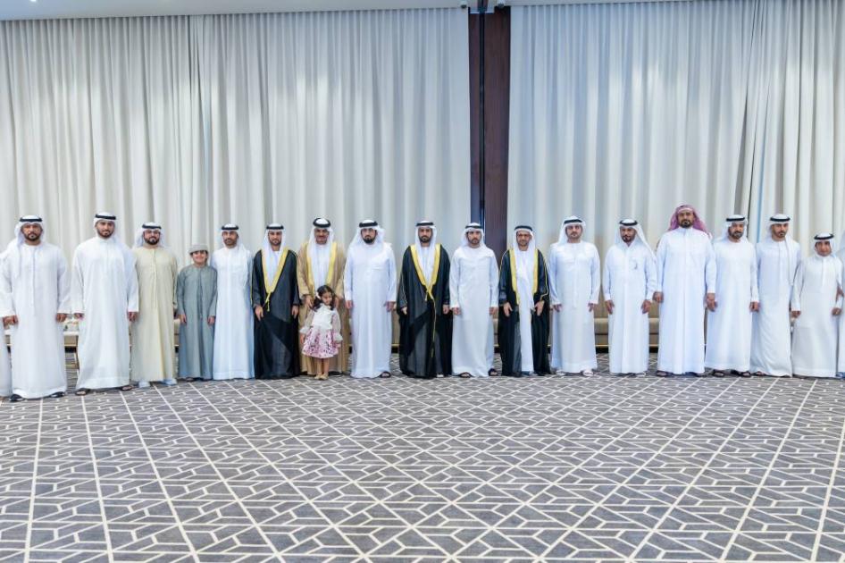 حمدان ومكتوم وأحمد بن محمد يحضرون أفراح بن سليمان والمهيري