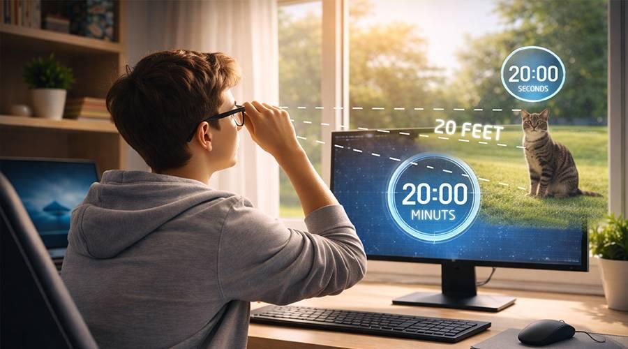 «20-20-20».. قاعدة لحماية العين من إرهاق الشاشات #صحيفة_الخليج 