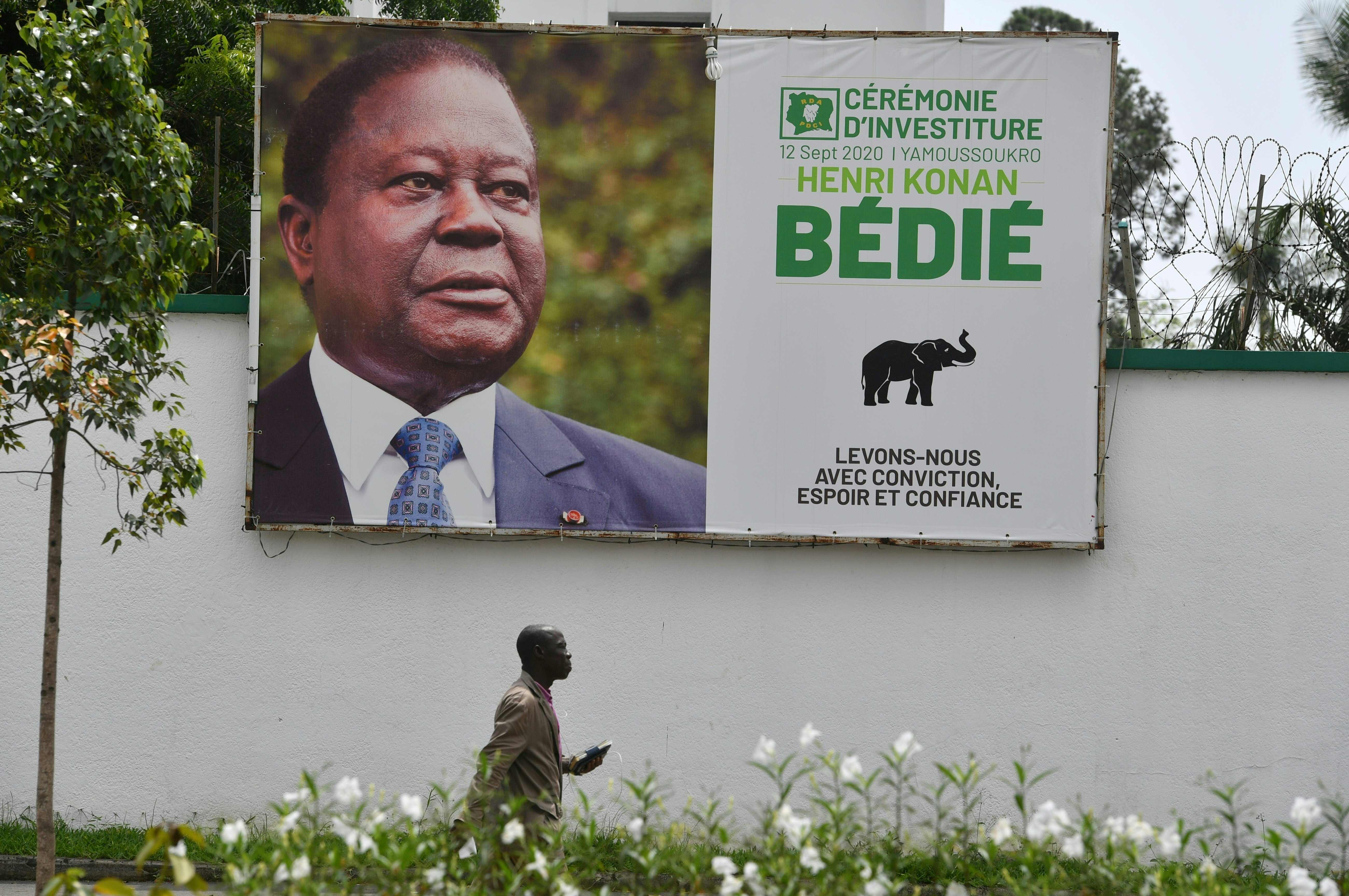 ملصق للحملة الانتخابية للمرشح الرئاسي لساحل العاج كواديو كونان بيرتين