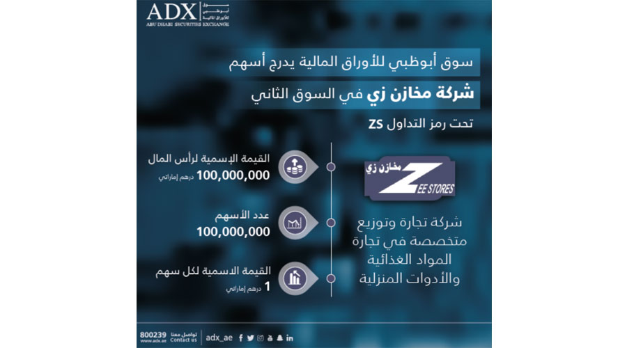 «أبوظبي للأوراق المالية» يدرج «مخازن زي» في السوق الثاني