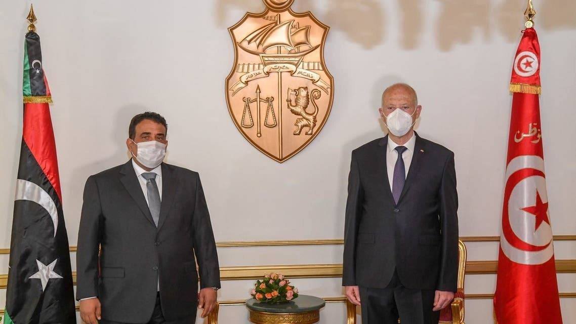 جانب من لقاء قيس سعيد لرئيس المجلس الرئاسي الليبي 