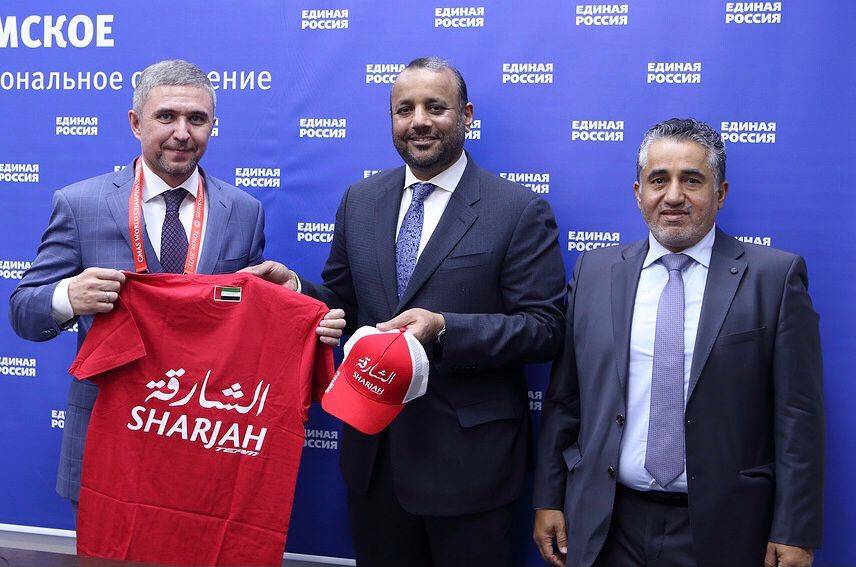 عيسى هلال خلال لقاءه مع سيرجي ايلين ووماكسيم ماكسيموف
