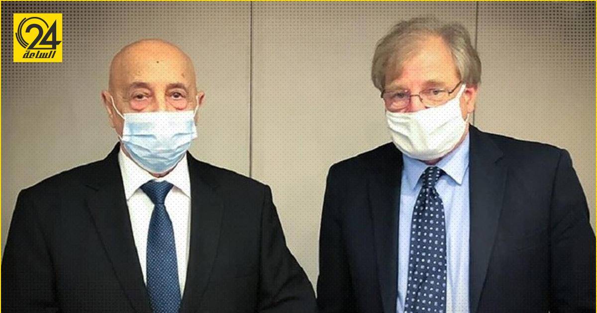 عقيلة صالح خلال اجتماعه بالمبعوث والسفير الأمريكي لدى ليبيا 