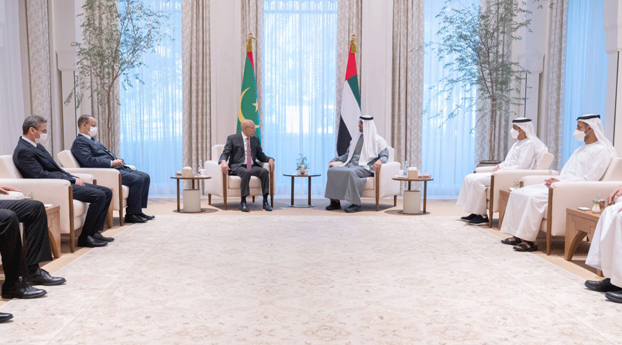 محمد بن زايد والرئيس الموريتاني يبحثان علاقات البلدين
